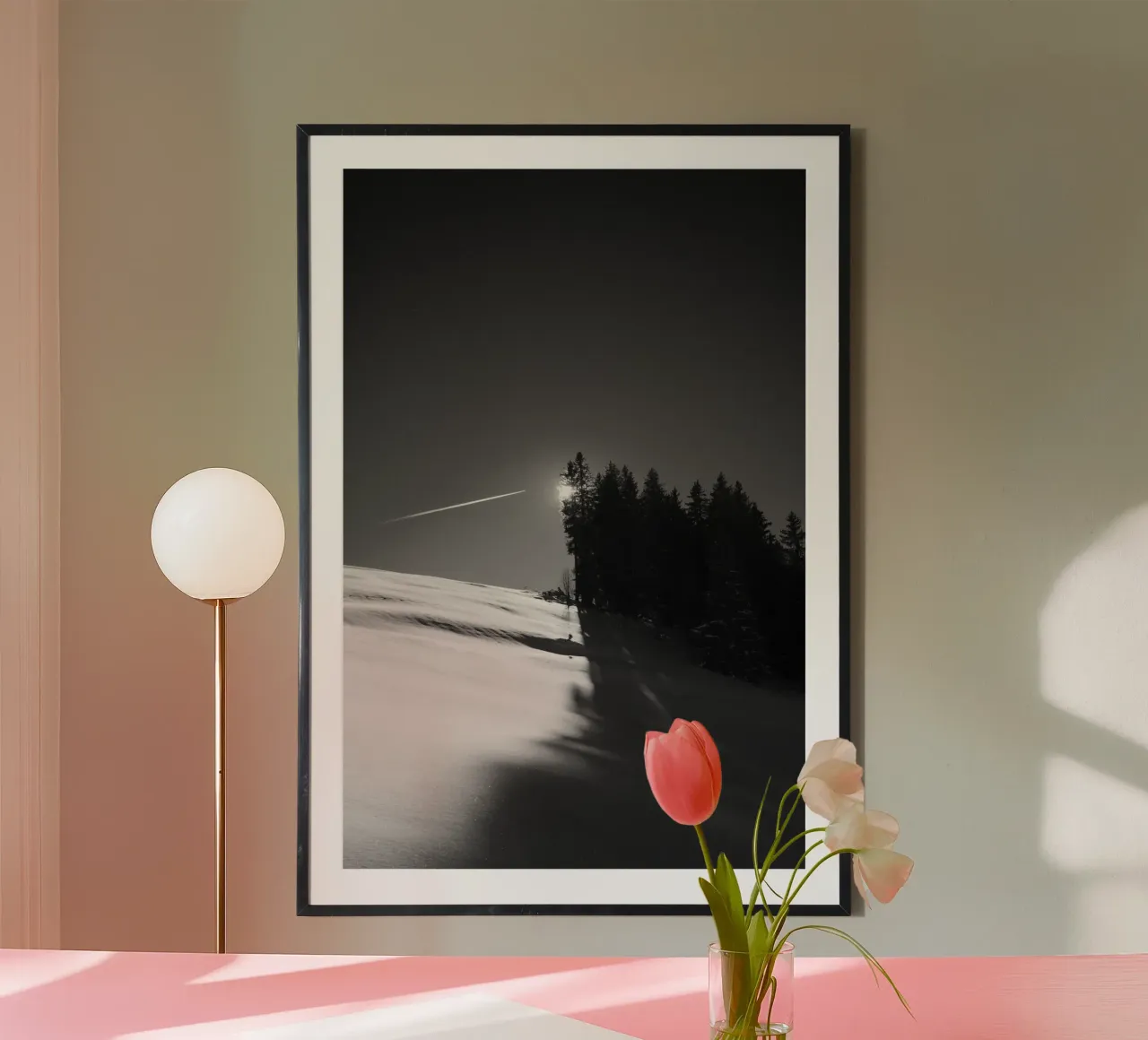 Winter Shadows poster con telaio in legno da FujiSwiss