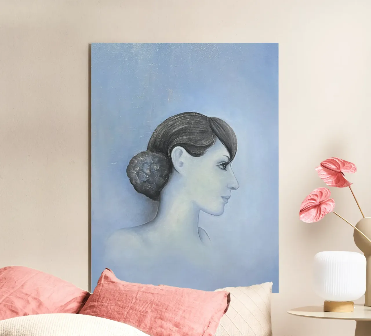 Donna con lo chignon alluminio dibond da Cécile Jeanne