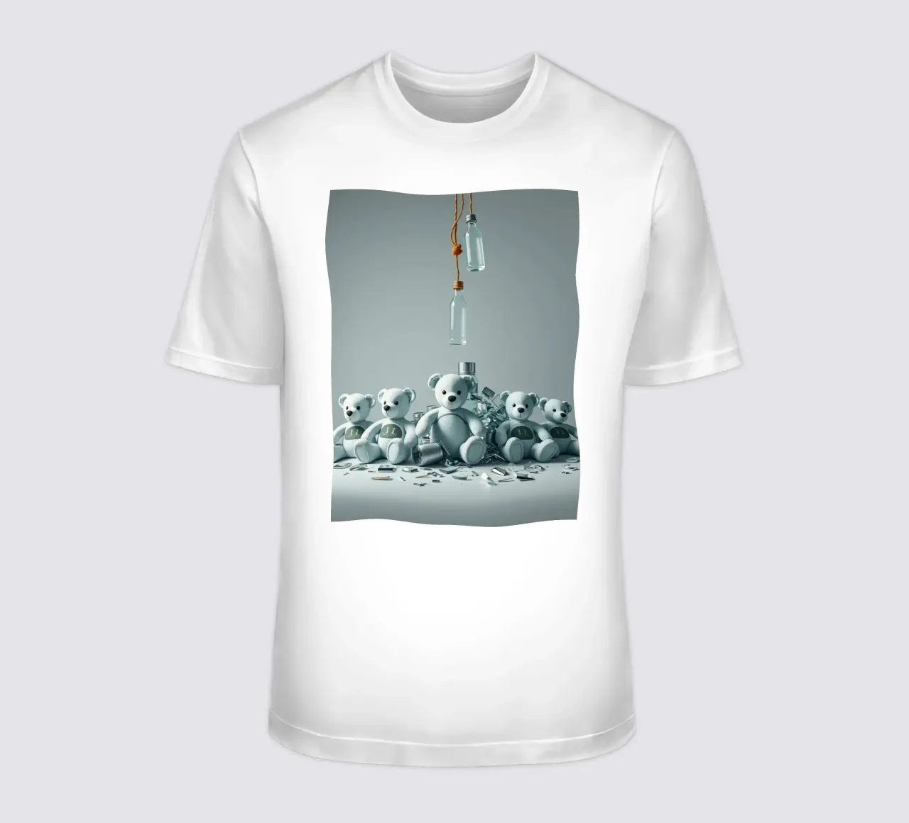 Cinque orsetti di peluche disposti in una composizione giocosa t-shirt da DesignDoodle