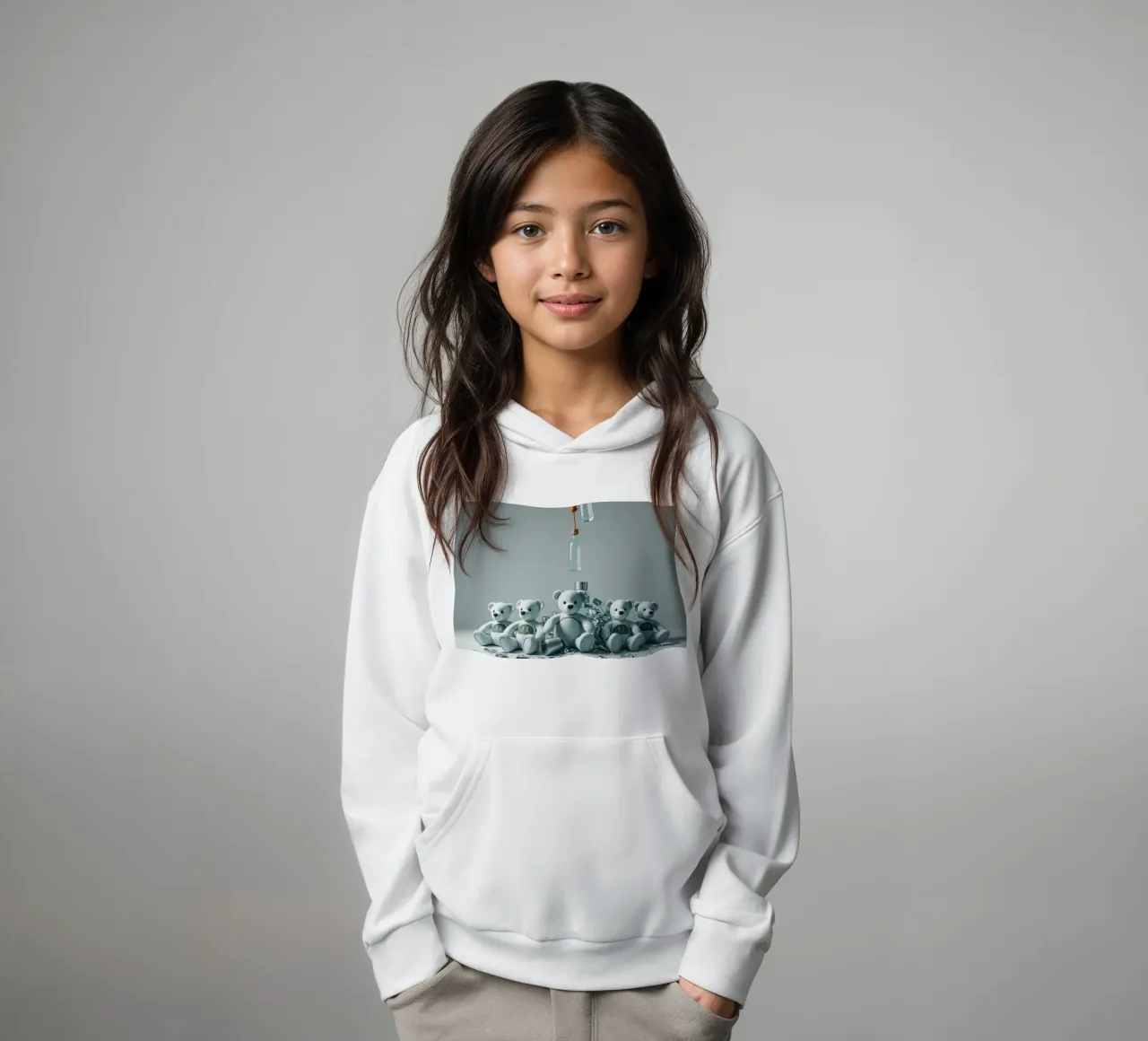 Fünf Teddybären in einer verspielten Komposition Kinder Hoodie von DesignDoodle