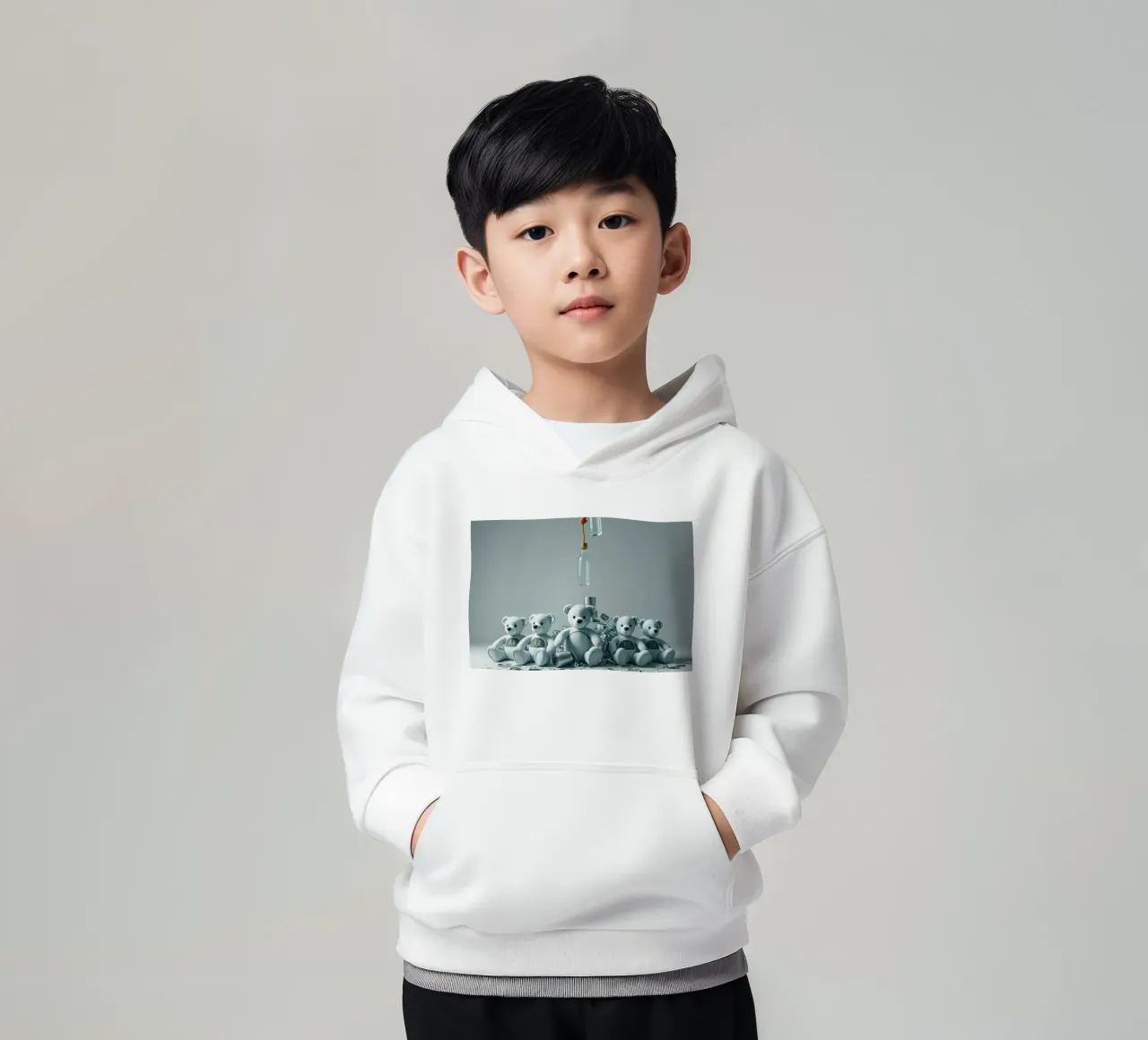 Fünf Teddybären in einer verspielten Komposition Kinder Hoodie von DesignDoodle