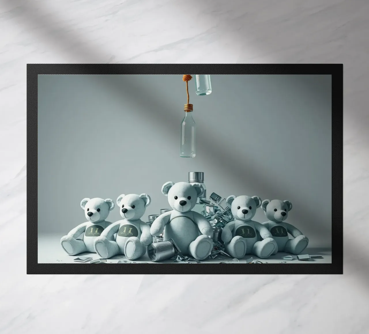 Vijf teddyberen in een speelse compositie deurmat van DesignDoodle