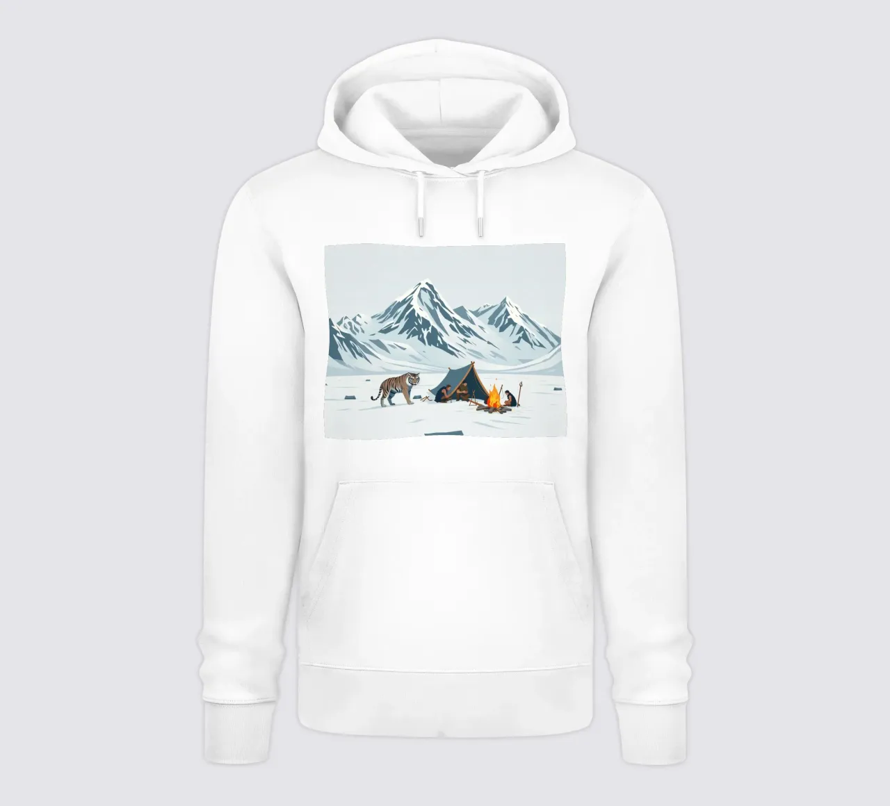 gruppo di esploratori in campeggio vicino a roaring fire montagne innevate felpa con cappuccio da DesignDoodle