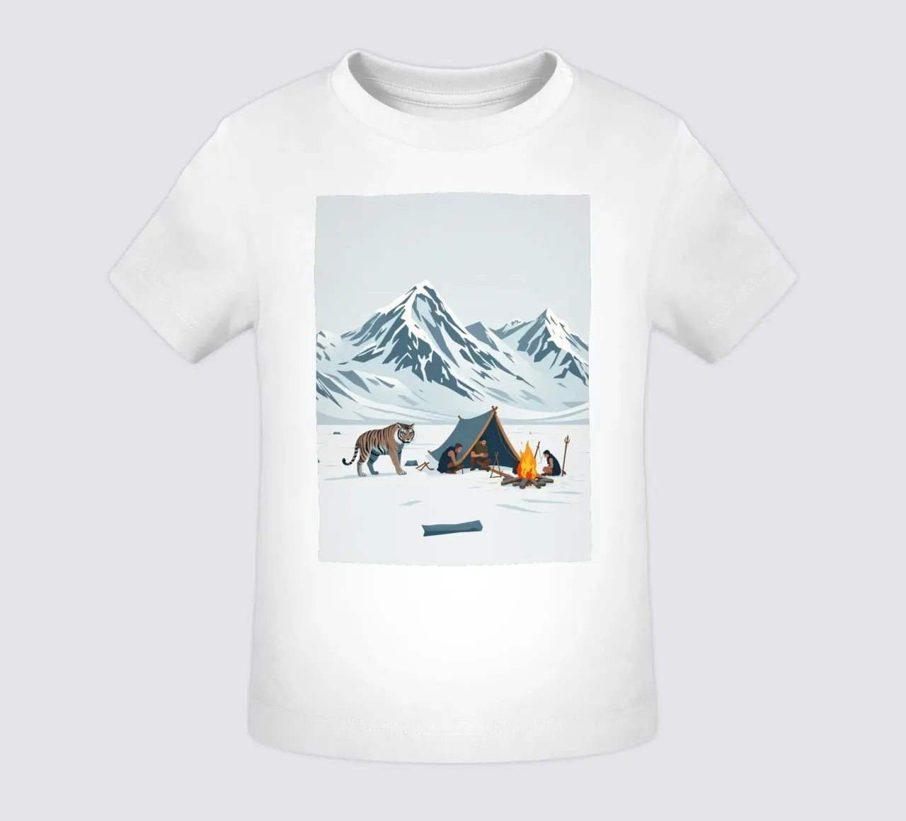 gruppo di esploratori in campeggio vicino a roaring fire montagne innevate maglietta neonato da DesignDoodle