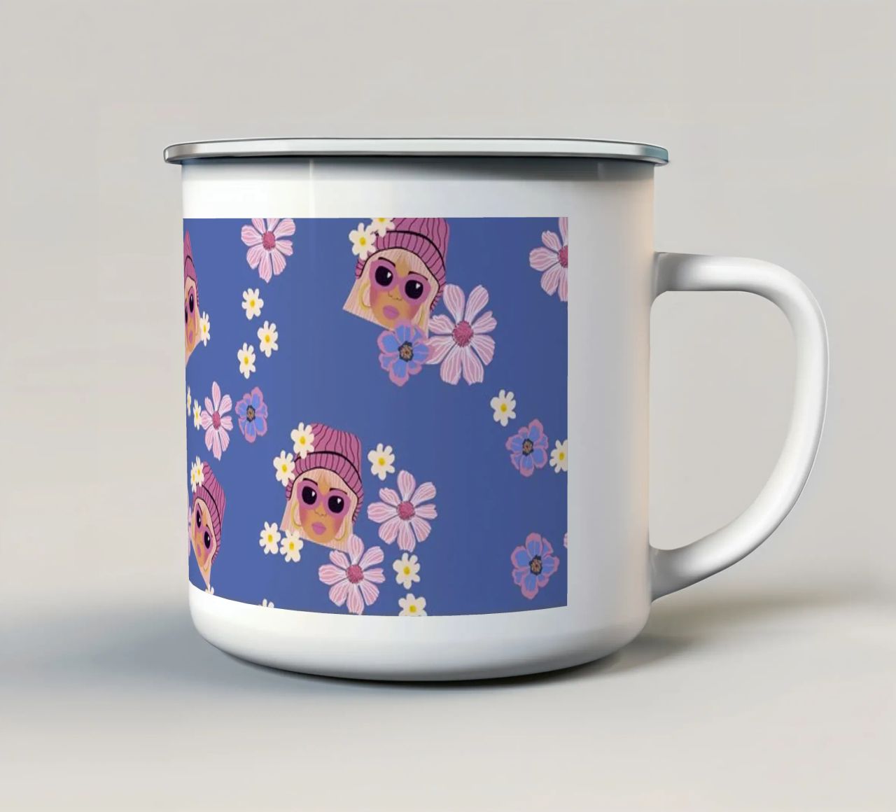 Ragazza di moda cool tazza in smalto da Illustration Raissa Oltmanns