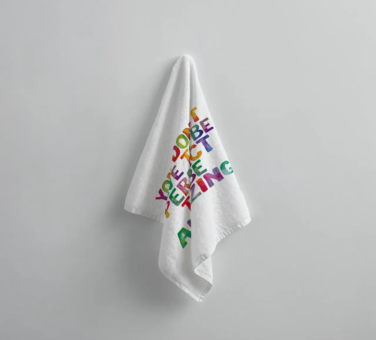 You Don't Have to Be Perfect to Be Amazing Rainbow Print towel by THE MOTIVATED TYPE