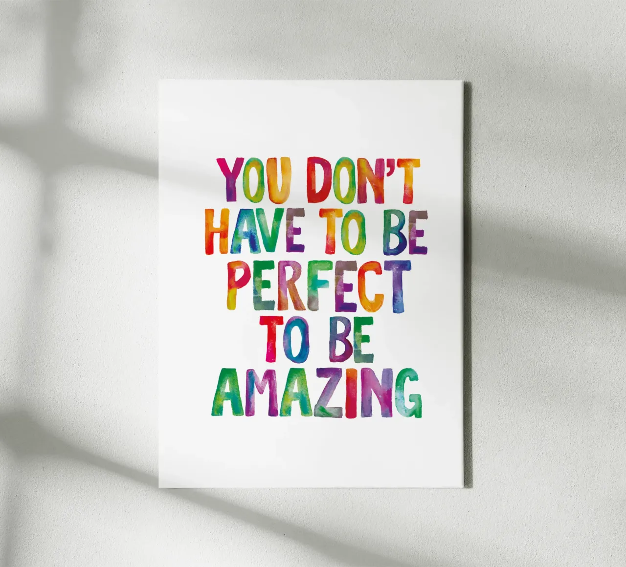 You Don't Have to Be Perfect to Be Amazing Rainbow Print canvas by THE MOTIVATED TYPE