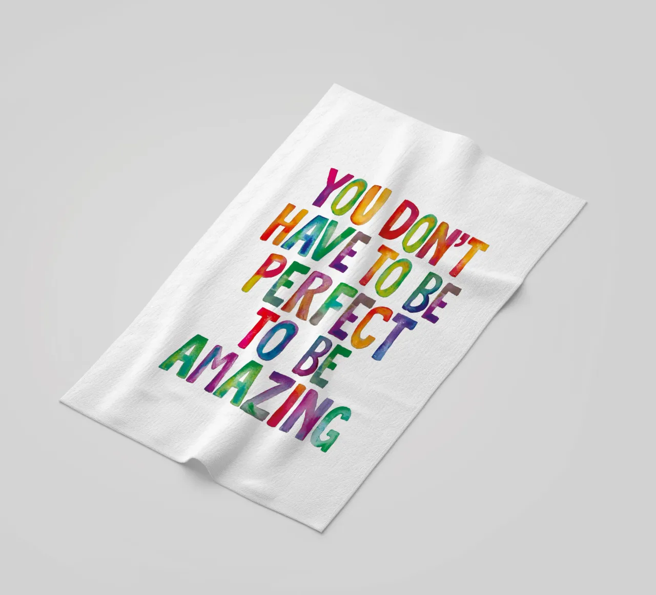 You Don't Have to Be Perfect to Be Amazing Rainbow Print beach towel by THE MOTIVATED TYPE