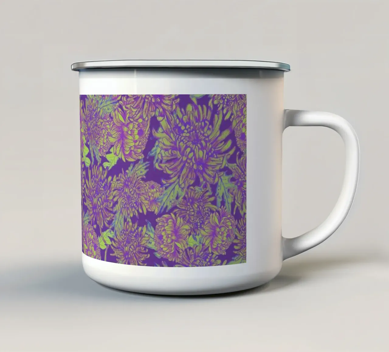 Fiore di crisantemo Modello tazza in smalto da Illustration Raissa Oltmanns