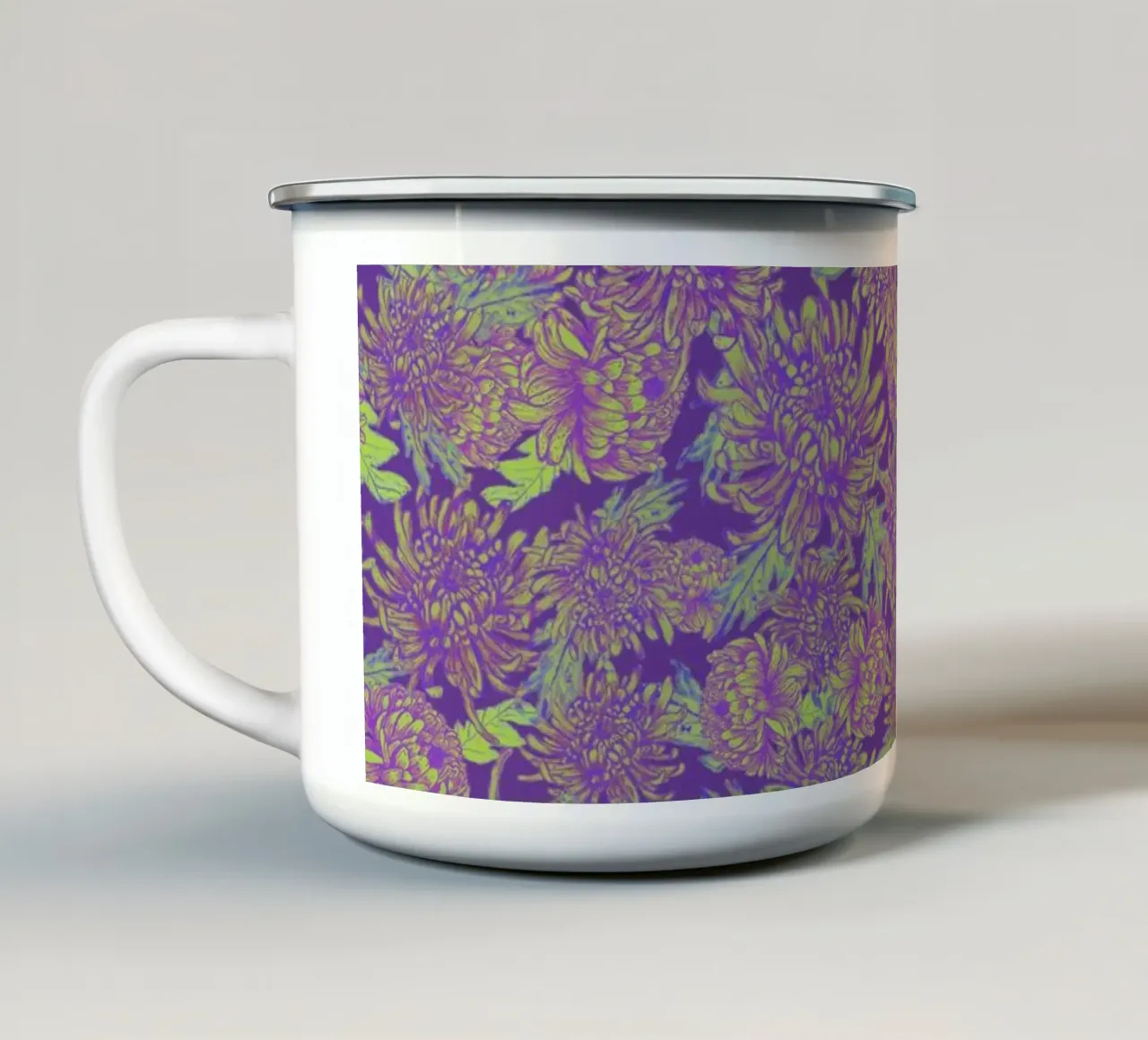 Fiore di crisantemo Modello tazza in smalto da Illustration Raissa Oltmanns