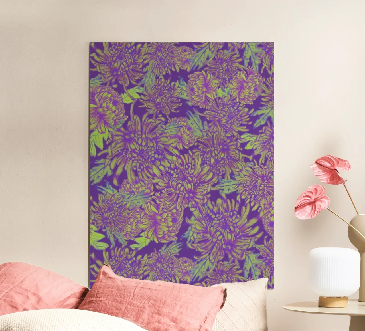 Fiore di crisantemo Modello poster con telaio in alluminio da Illustration Raissa Oltmanns