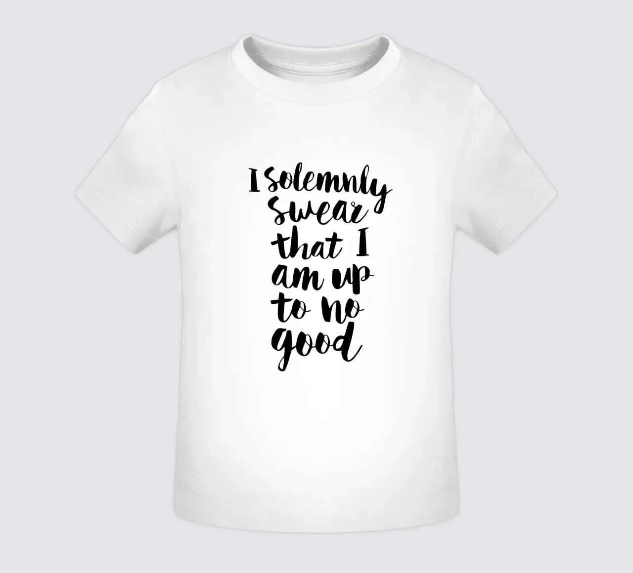 I Solemnly Jear That I Am Up to No Good Diseño tipográfico camiseta de bebé de THE MOTIVATED TYPE