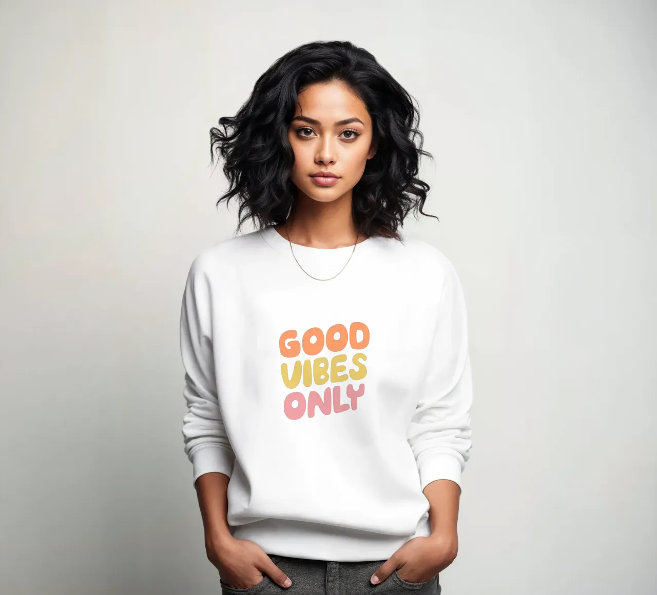 Good Vibes Only Typography Design sweatshirt by THE MOTIVATED TYPE