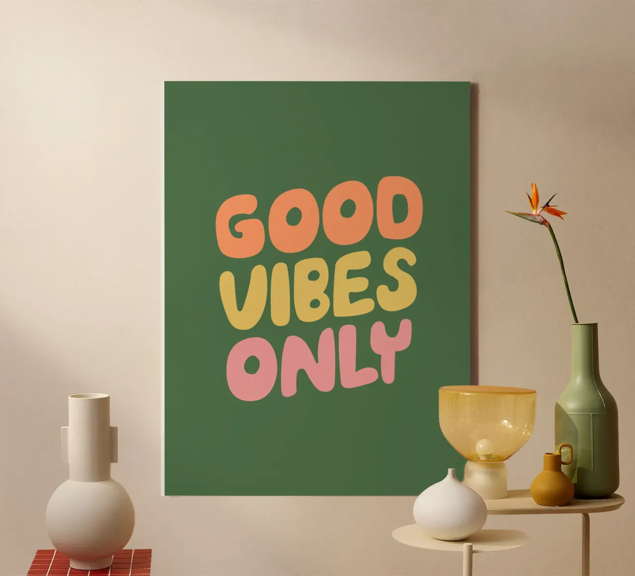 Design tipografico solo per le buone vibrazioni tela da THE MOTIVATED TYPE