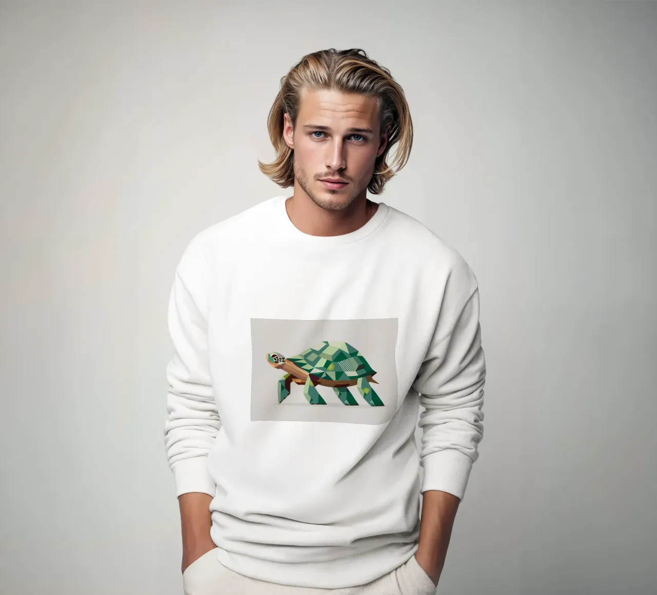 Geometric turtle - Unique polygon design sweatshirt by namosh