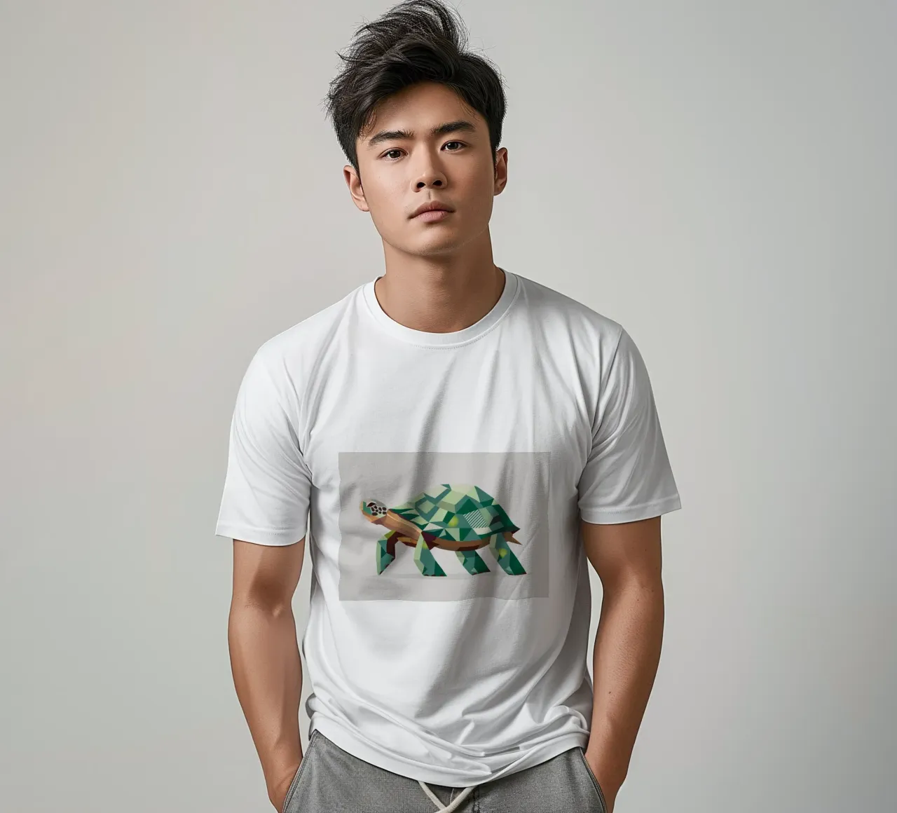 Geometric turtle - Unique polygon design t-shirt by namosh