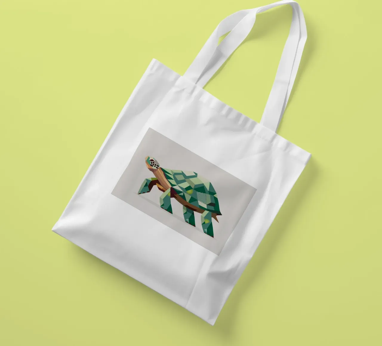 Geometric turtle - Unique polygon design tote bag by namosh