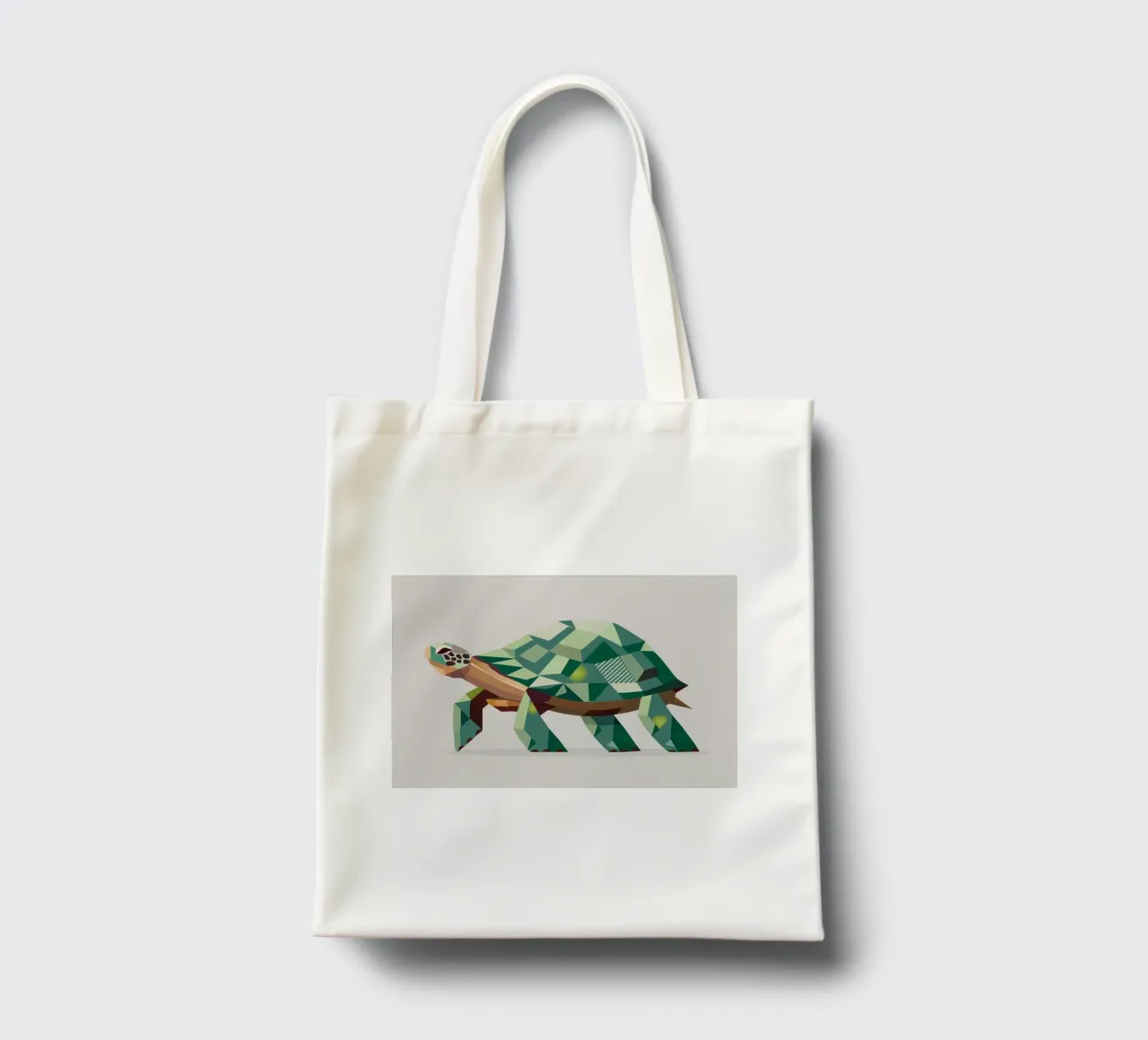 Geometric turtle - Unique polygon design tote bag by namosh