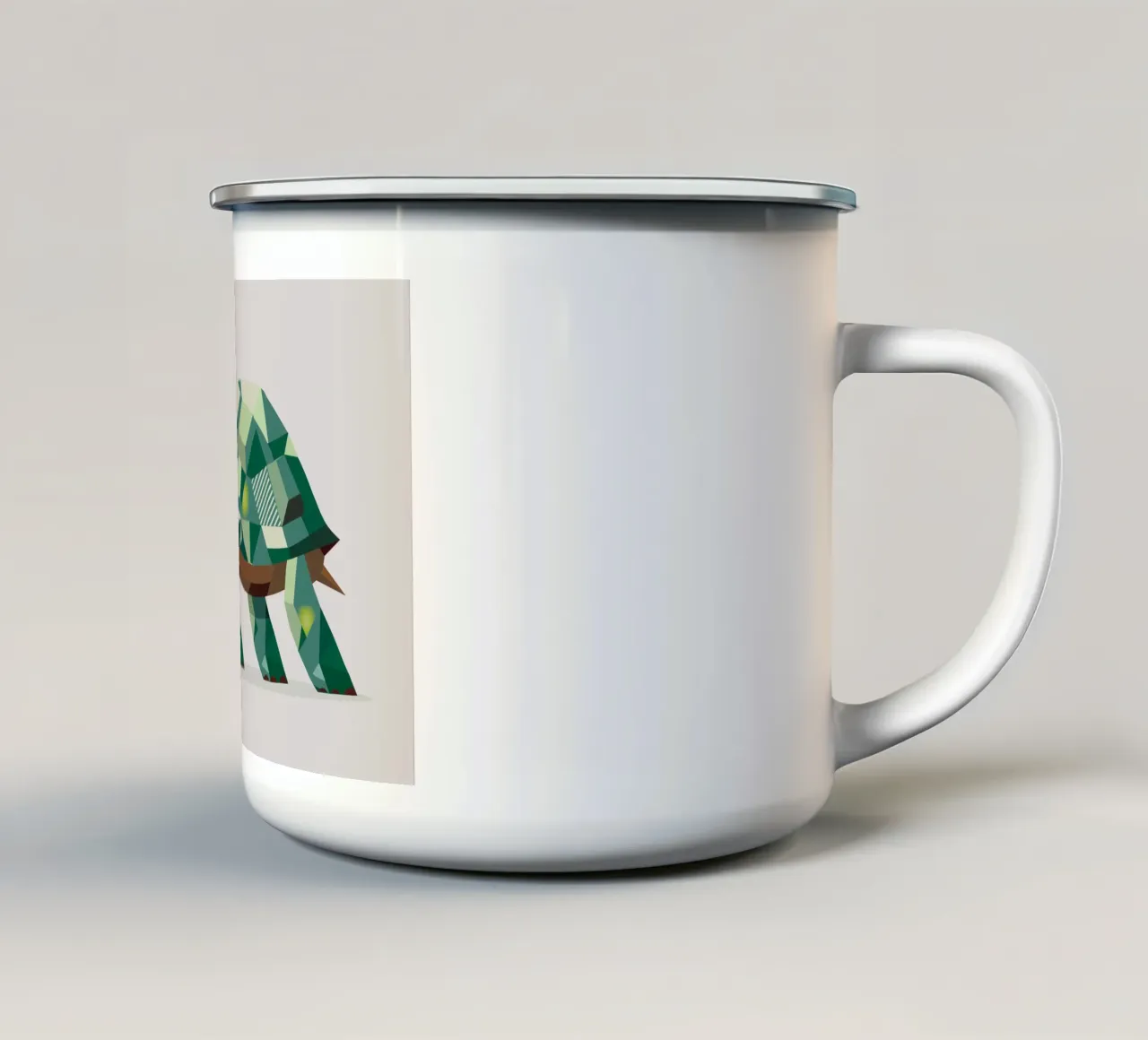 Geometric turtle - Unique polygon design enamel mug by namosh
