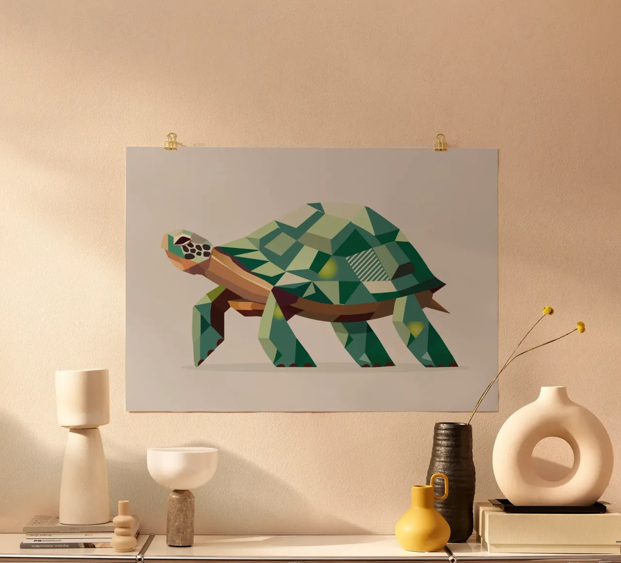 Geometric turtle - Unique polygon design hahnemühle by namosh