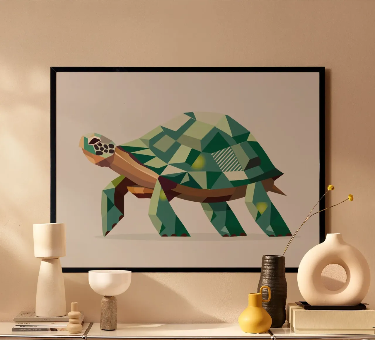 Geometric turtle - Unique polygon design hahnemühle by namosh