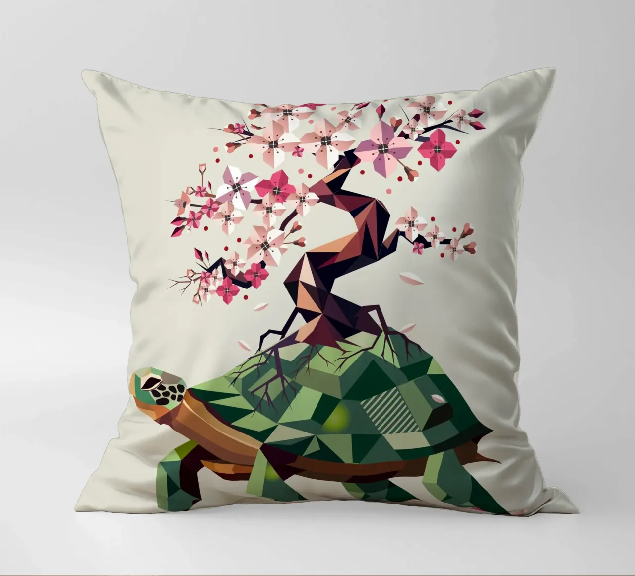 Tartaruga con bonsai di fiori di ciliegio - simbolo di pazienza cuscino da namosh