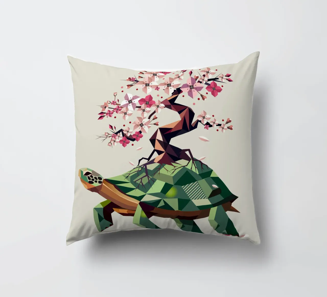 Tartaruga con bonsai di fiori di ciliegio - simbolo di pazienza cuscino da namosh