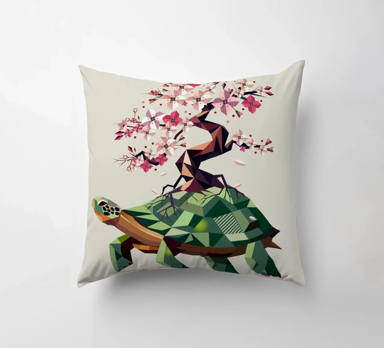 Tartaruga con bonsai di fiori di ciliegio - simbolo di pazienza cuscino da namosh