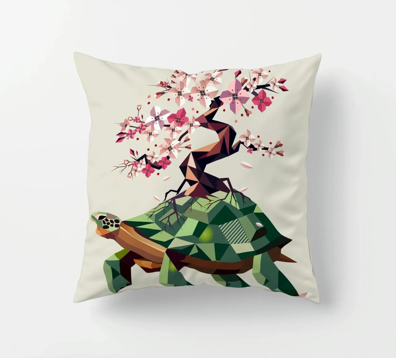 Tartaruga con bonsai di fiori di ciliegio - simbolo di pazienza cuscino da namosh