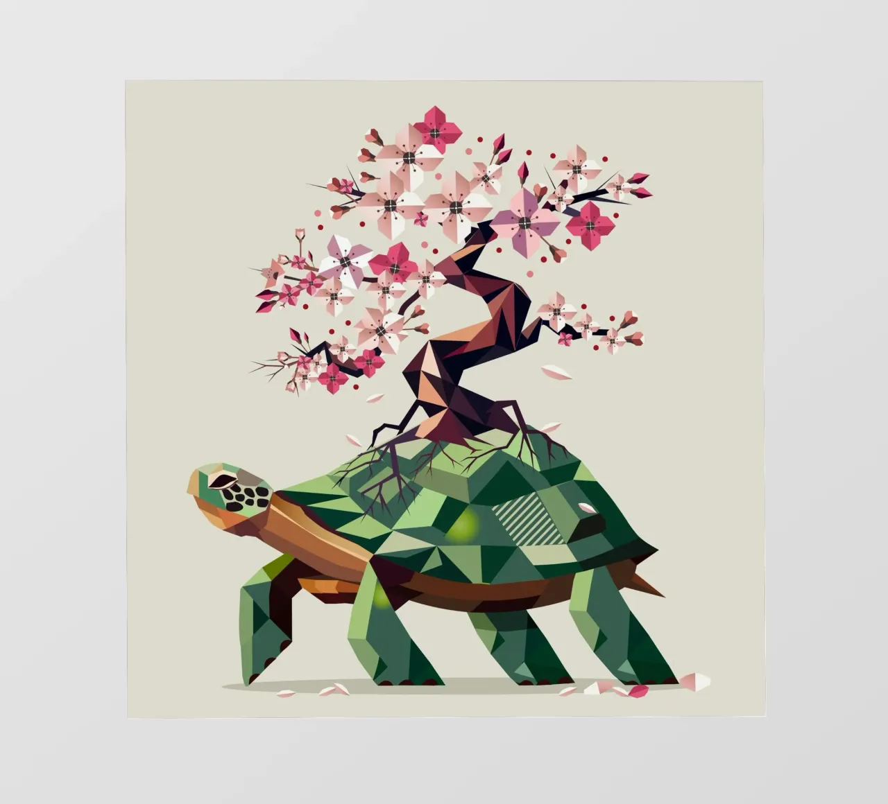 Turtle with cherry blossom bonsai - a symbol of patience photo wallpaper by namosh