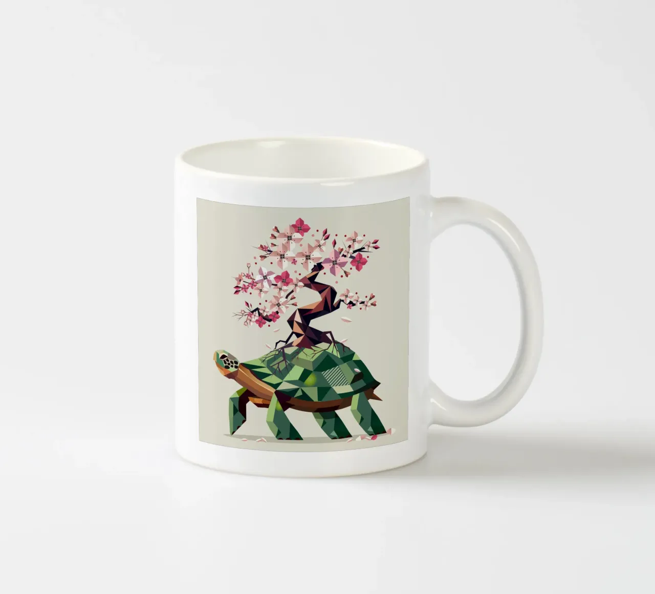 Tartaruga con bonsai di fiori di ciliegio - simbolo di pazienza tazza in ceramica da namosh
