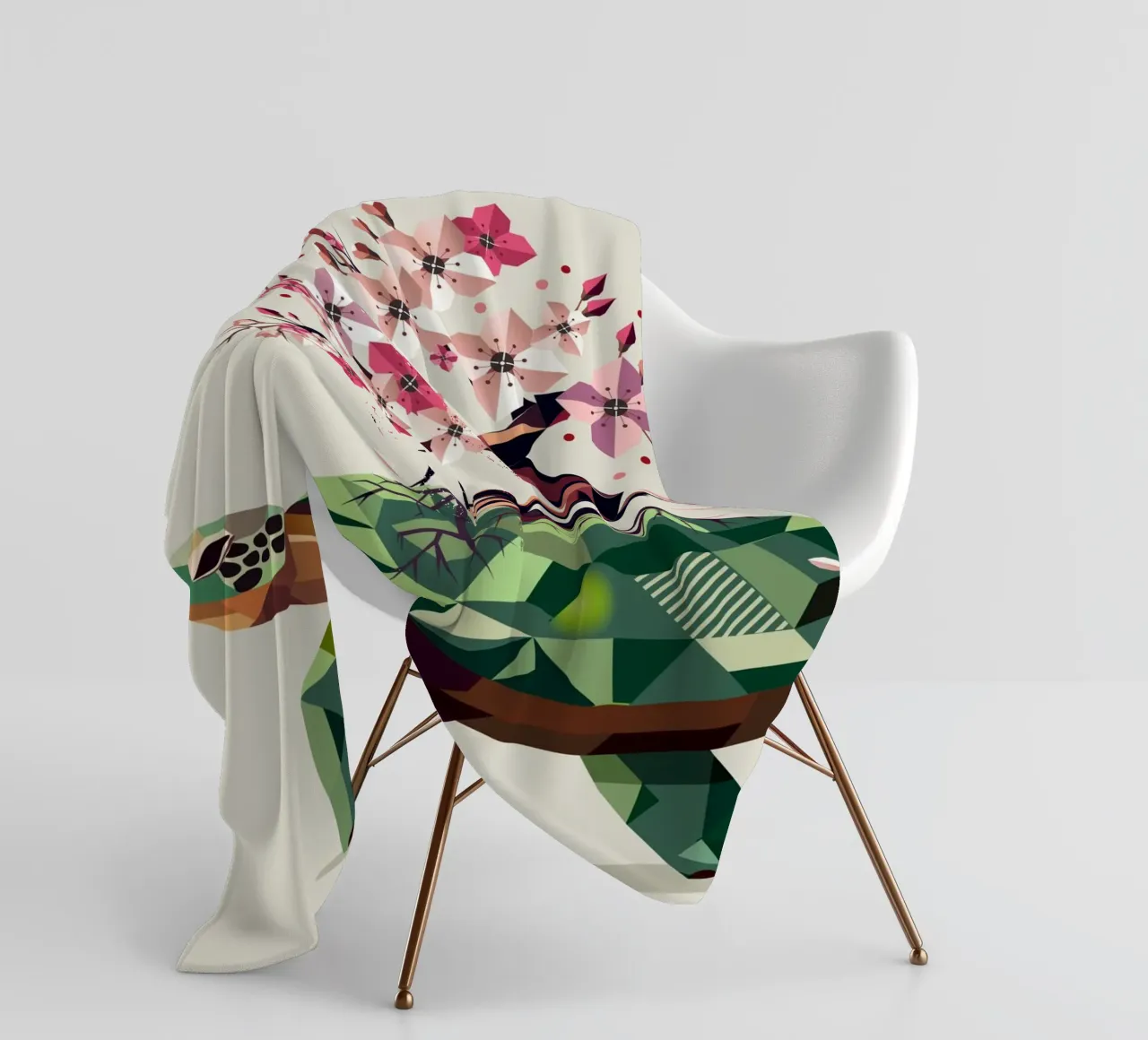 Turtle with cherry blossom bonsai - a symbol of patience fleece blanket by namosh