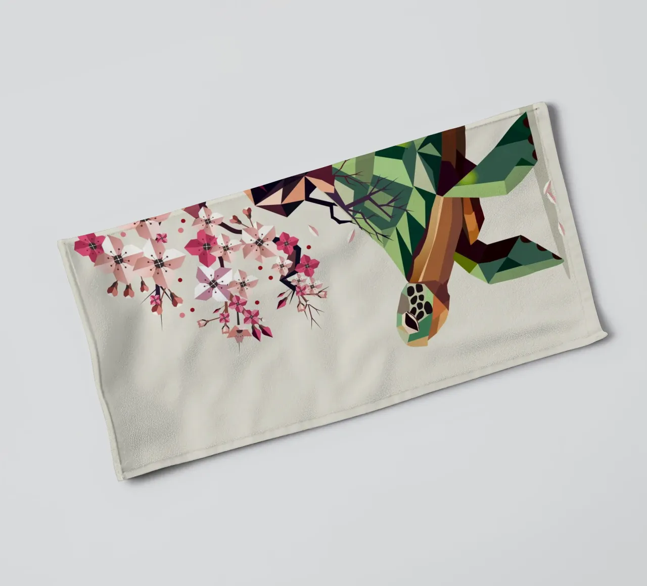 Turtle with cherry blossom bonsai - a symbol of patience towel by namosh