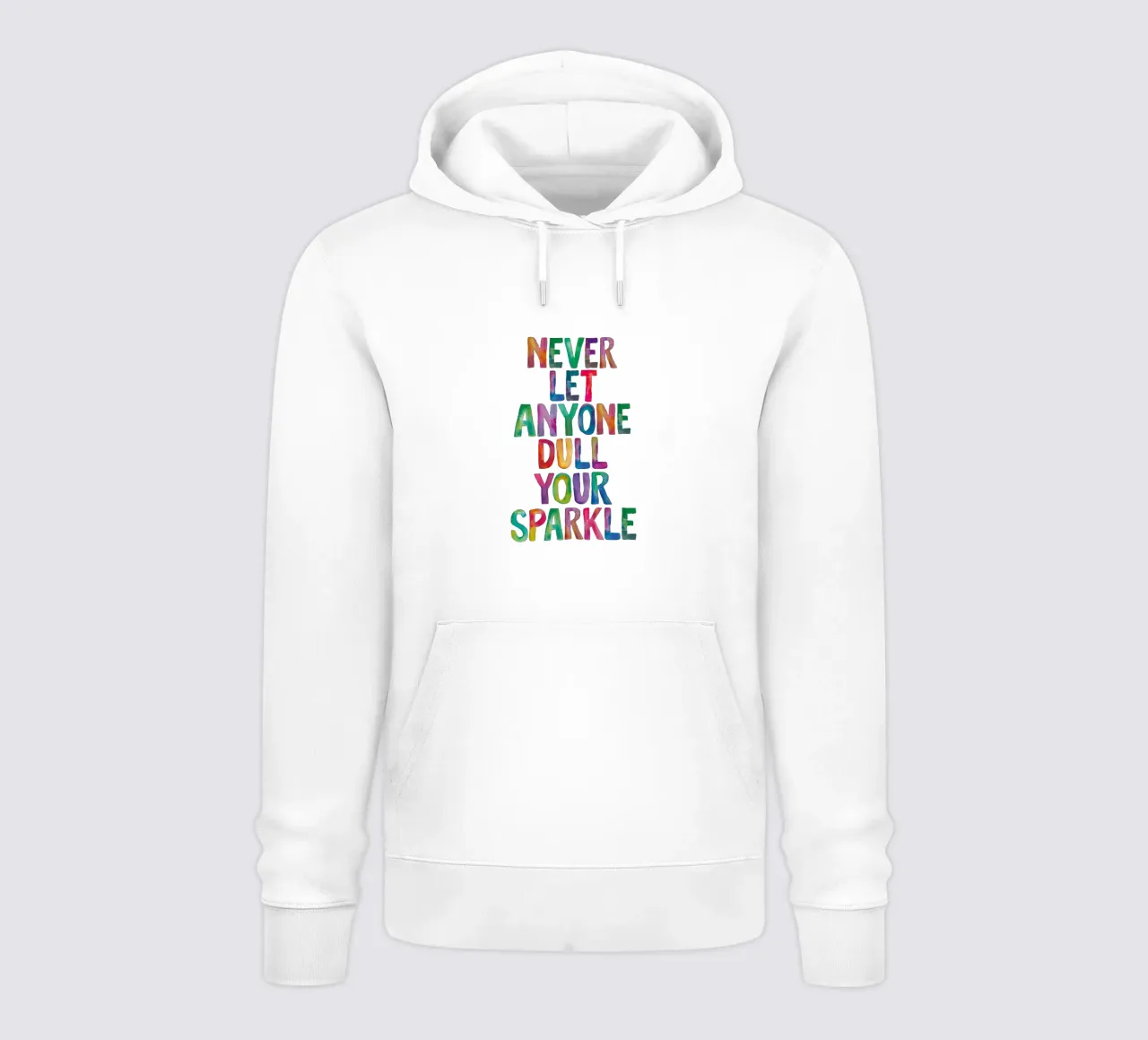 Non lasciare mai che qualcuno spenga il tuo splendore Rainbow Typography Design felpa con cappuccio da THE MOTIVATED TYPE