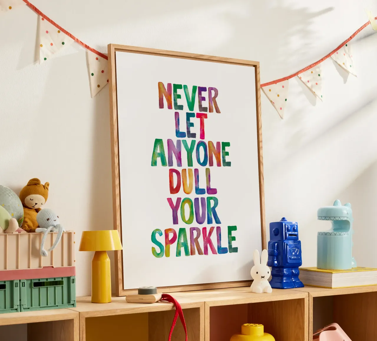 Non lasciare mai che qualcuno spenga il tuo splendore Rainbow Typography Design plexiglass da THE MOTIVATED TYPE