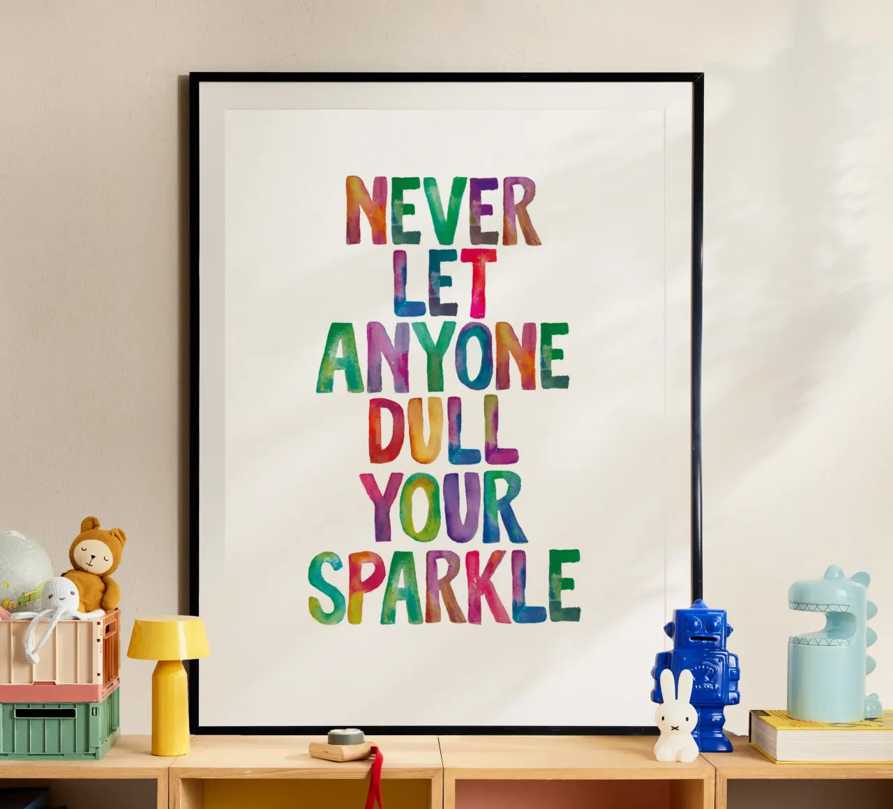 Never Let Anyone Dull Your Sparkle Rainbow Typography Design hahnemühle by THE MOTIVATED TYPE