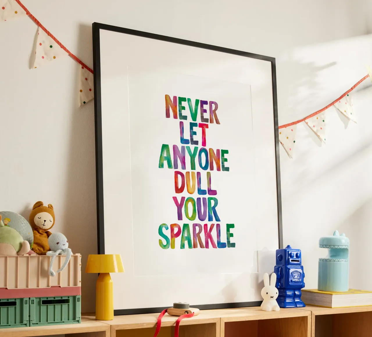 Never Let Anyone Dull Your Sparkle Rainbow Typography Design hahnemühle by THE MOTIVATED TYPE