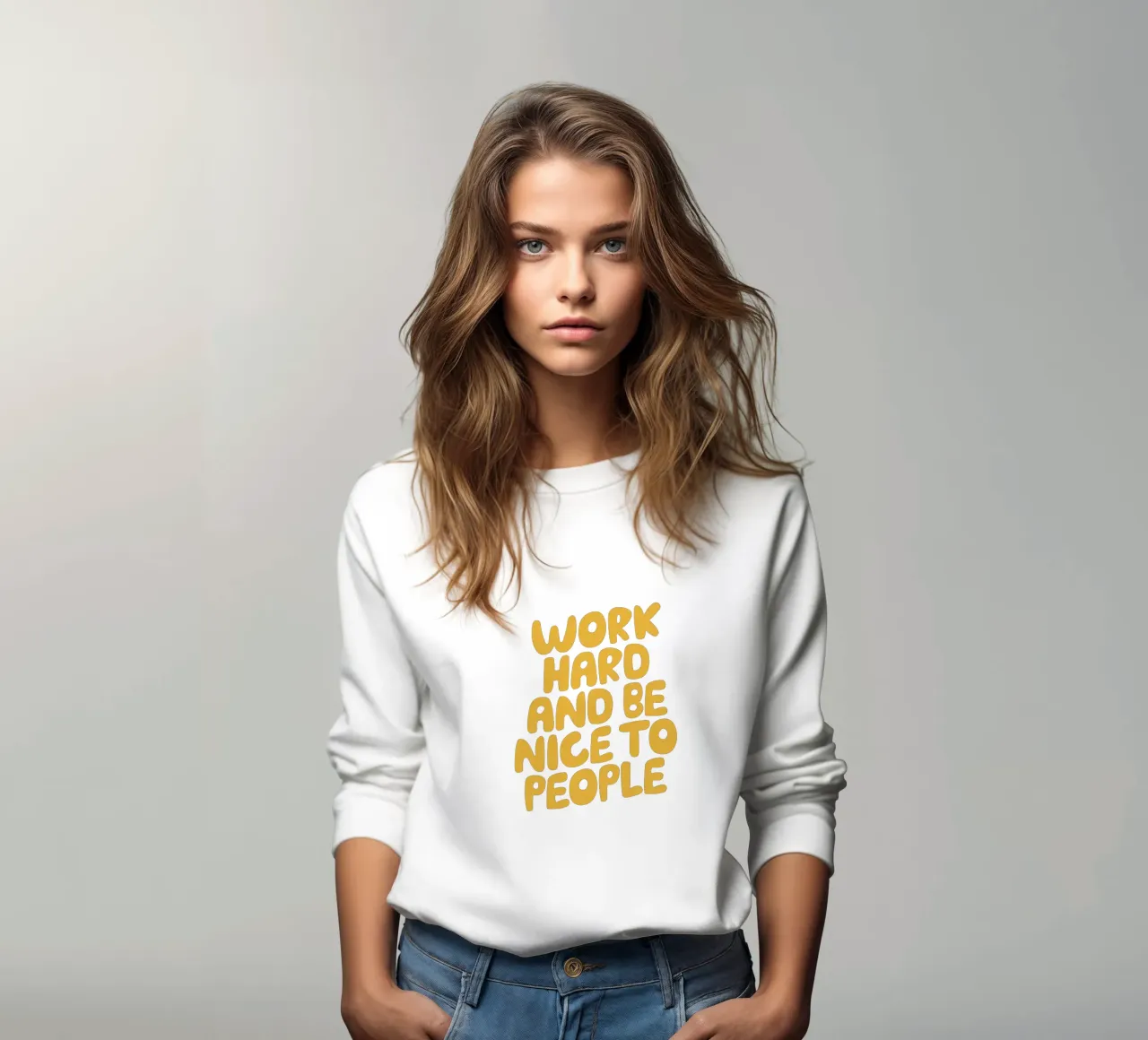 Lavorare sodo ed essere gentili con le persone Giallo Tipografia Design felpa da THE MOTIVATED TYPE