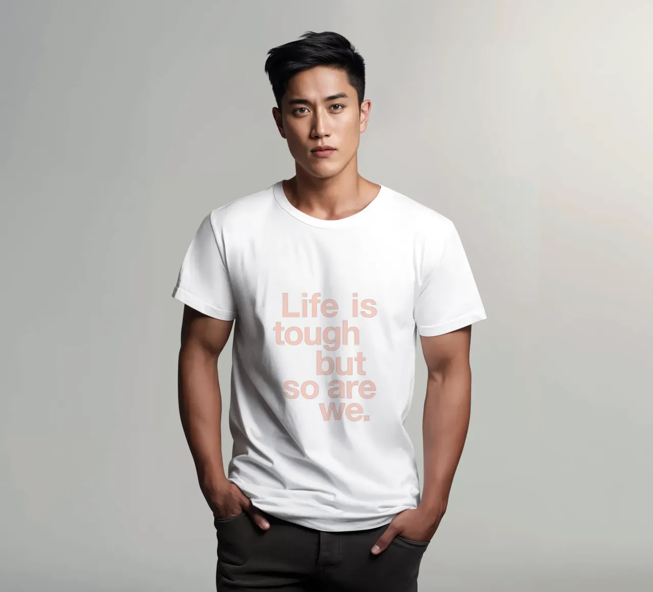 La vita è dura, ma lo siamo anche noi Design tipografico in rosa e verde t-shirt da THE MOTIVATED TYPE