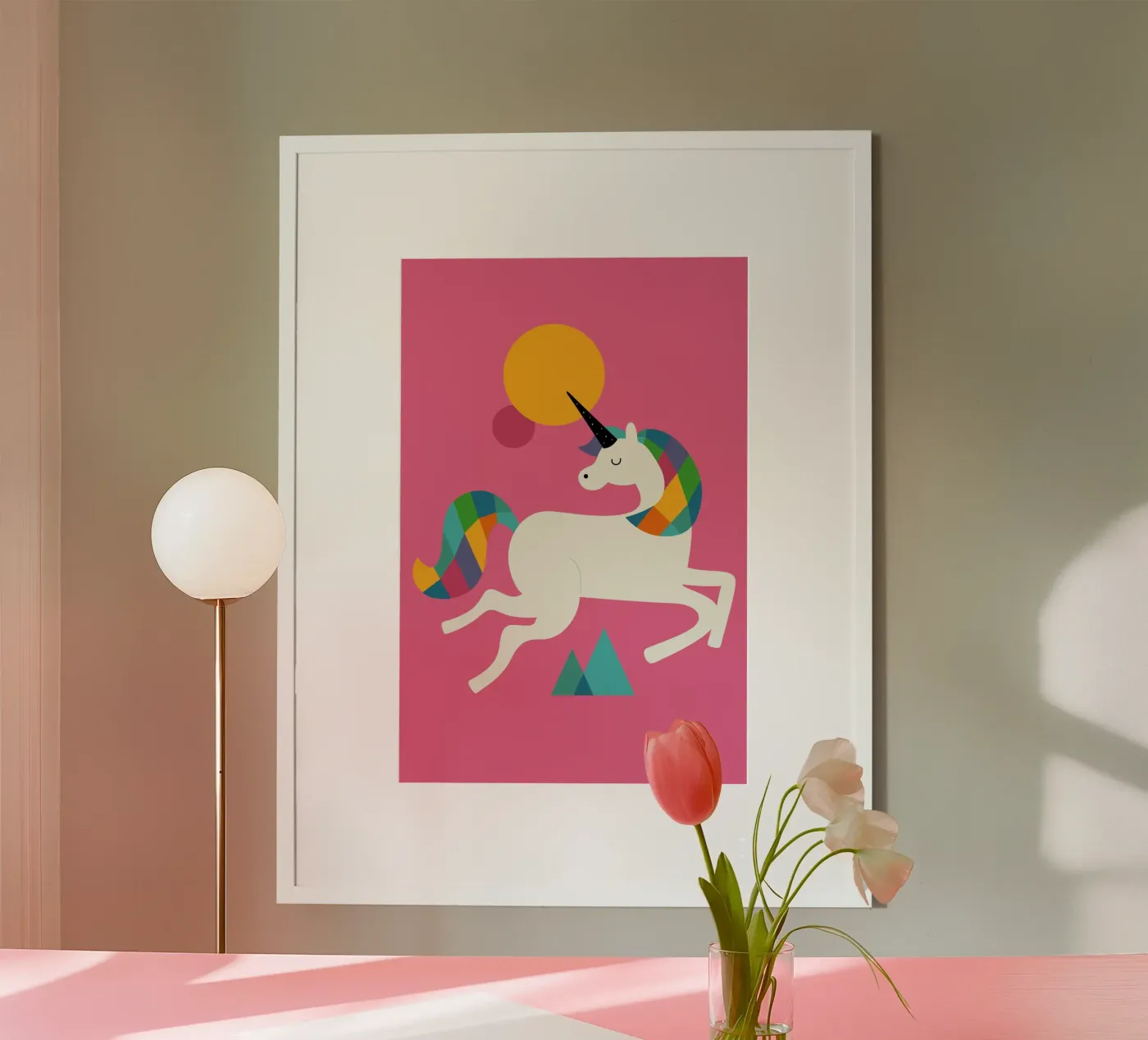 Ein Einhorn sein Poster mit Holzrahmen von Andy Westface