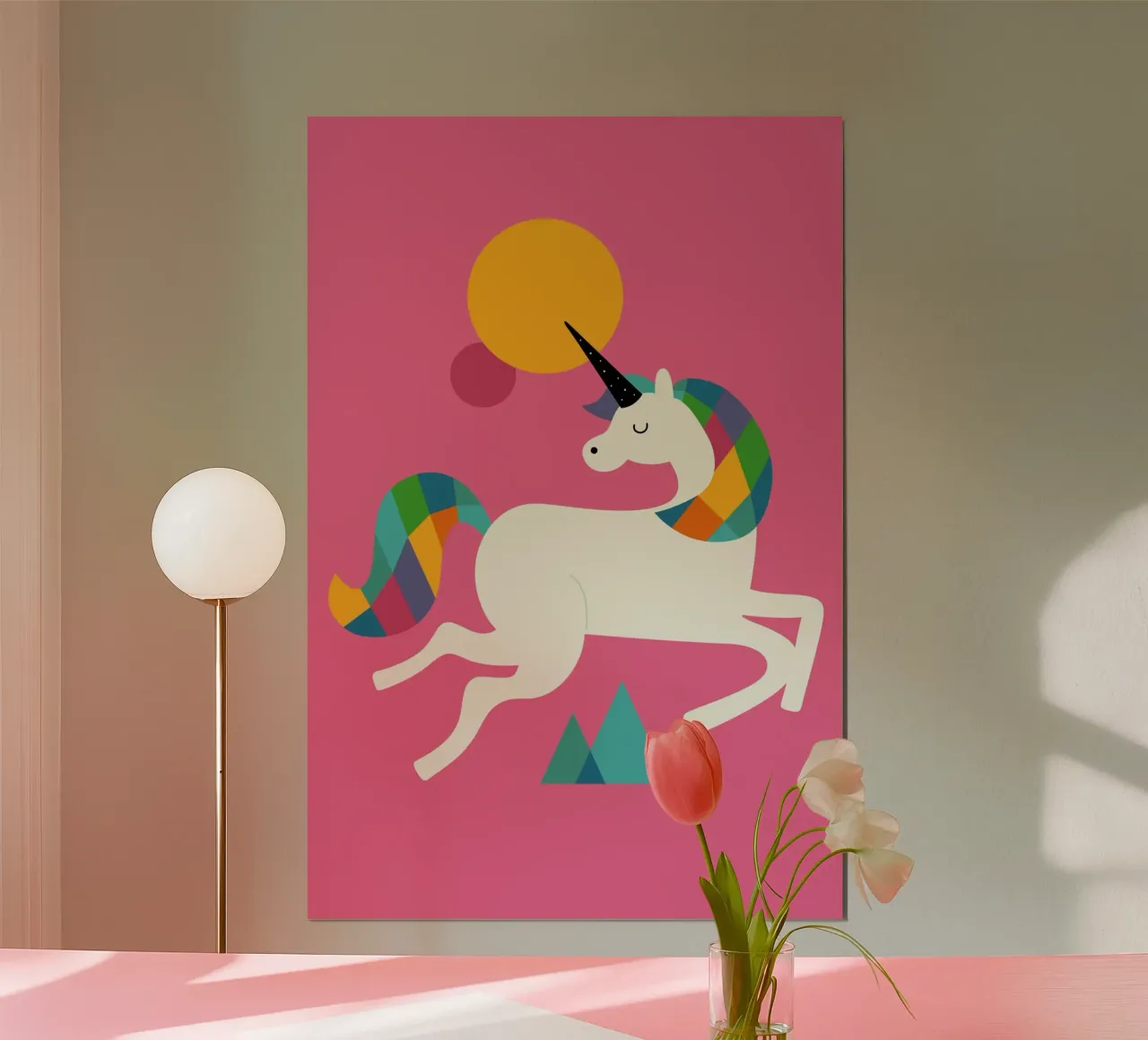 Ser un unicornio poster con marco de plástico de Andy Westface