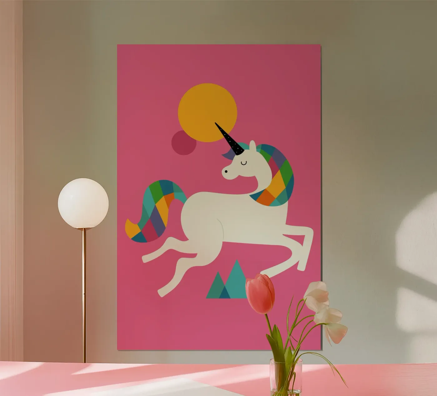 Ein Einhorn sein Poster mit Holzrahmen von Andy Westface