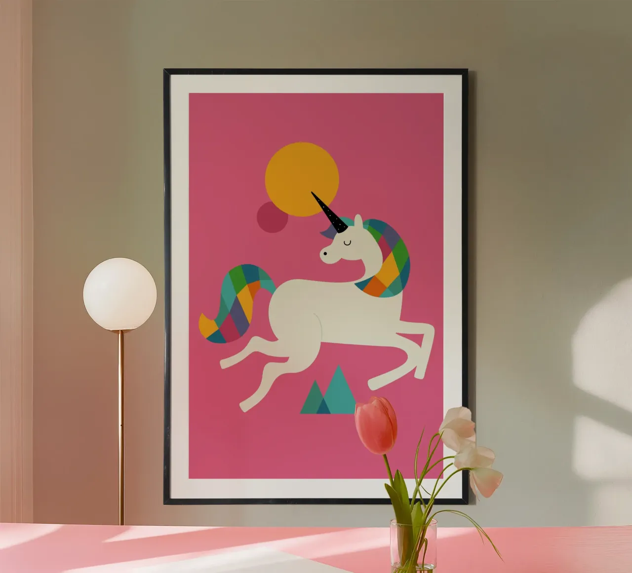 Ser un unicornio poster con marco de plástico de Andy Westface