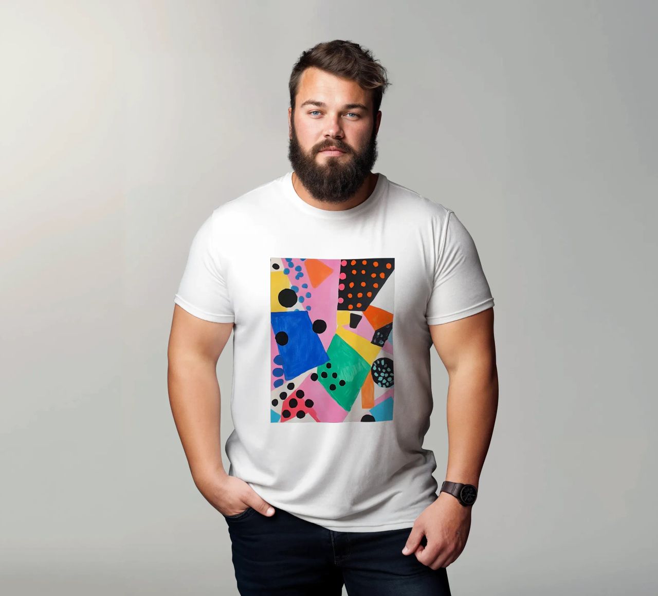 Colourful colour fields with dots t-shirt by Carinaprint