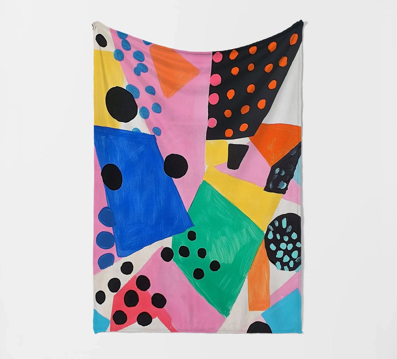 Colourful colour fields with dots fleece blanket by Carinaprint