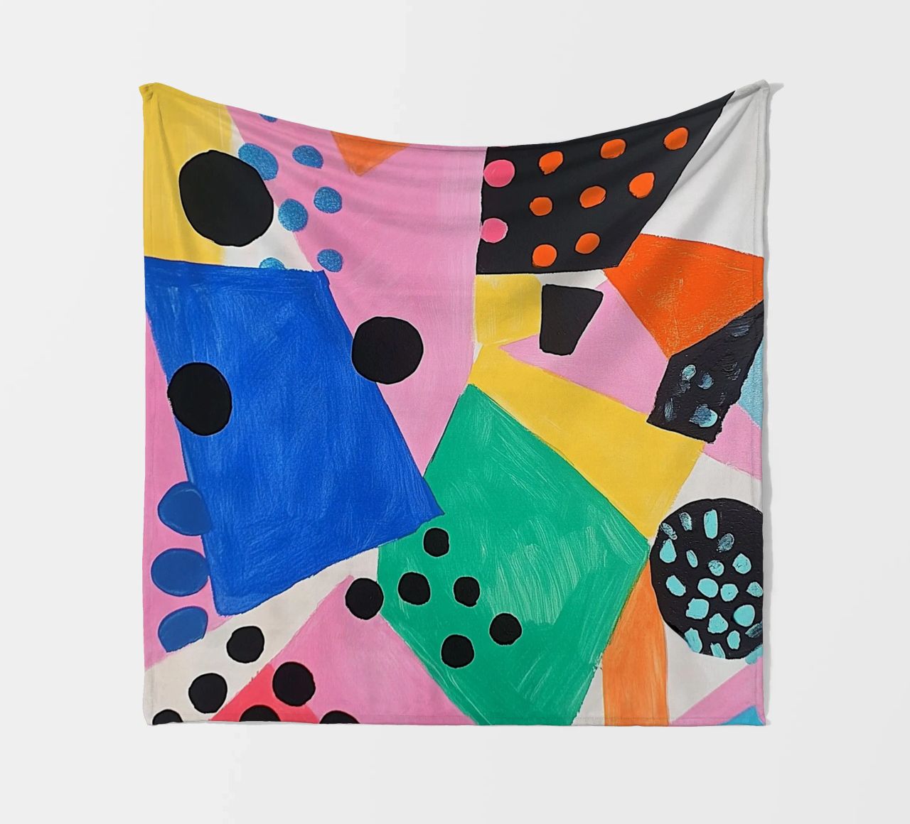 Colourful colour fields with dots fleece blanket by Carinaprint