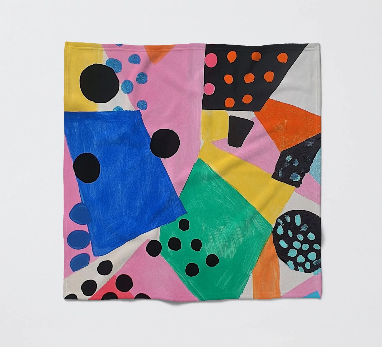 Colourful colour fields with dots fleece blanket by Carinaprint