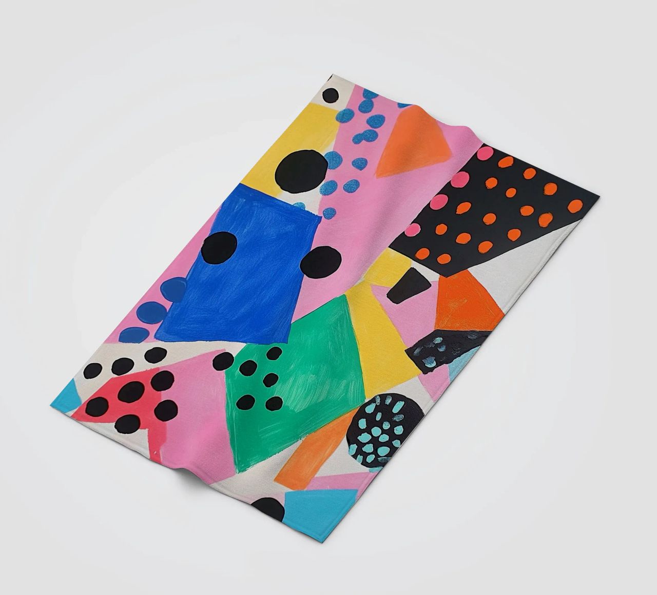 Colourful colour fields with dots fleece blanket by Carinaprint