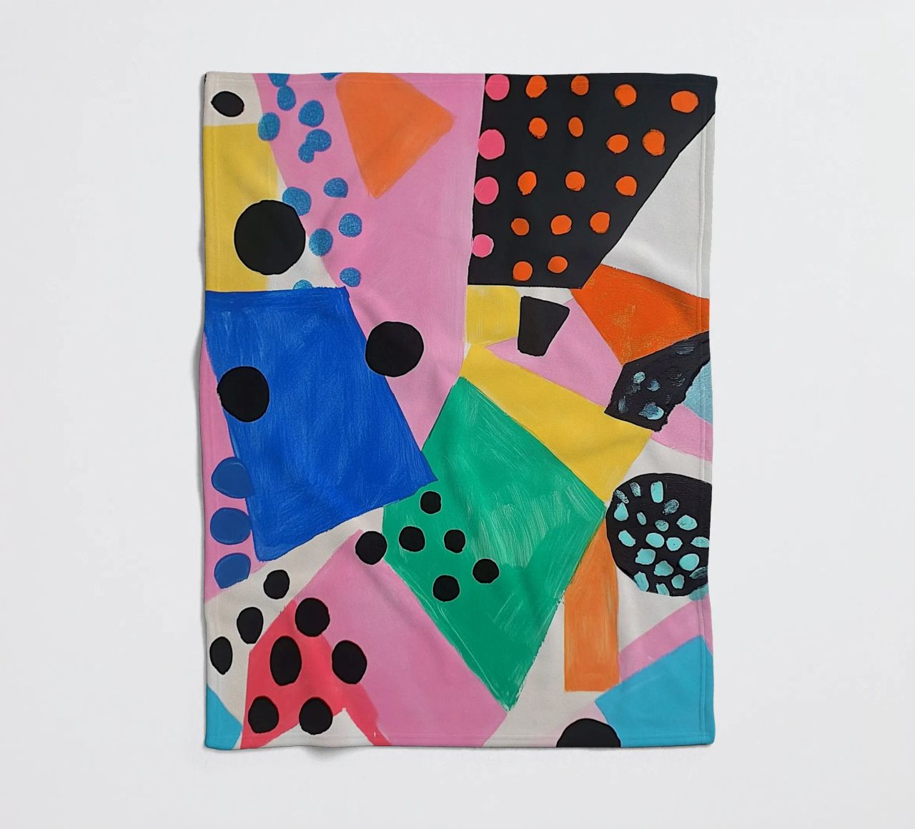 Colourful colour fields with dots fleece blanket by Carinaprint
