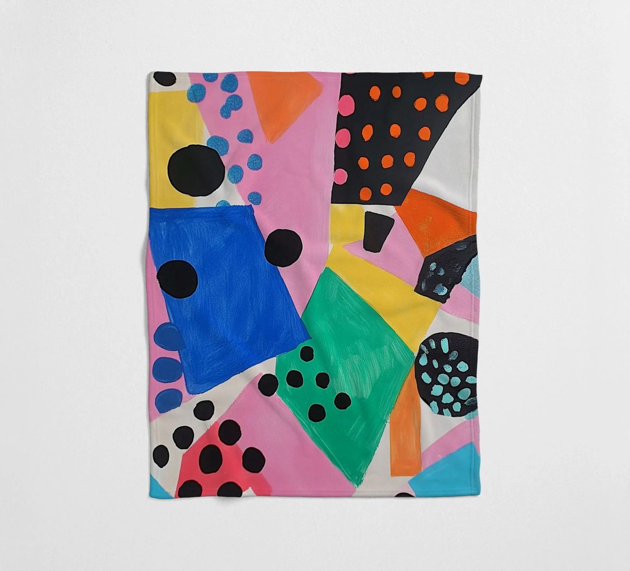 Colourful colour fields with dots fleece blanket by Carinaprint